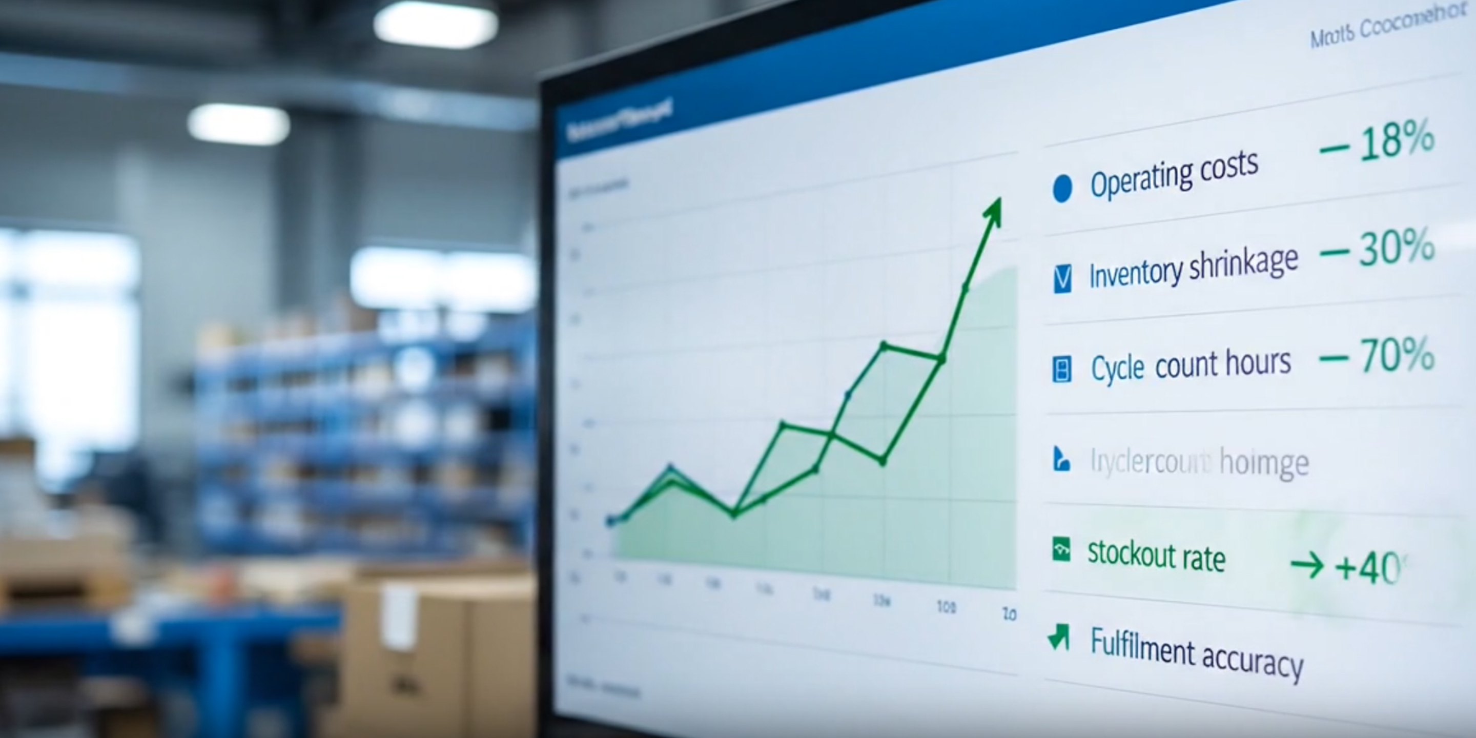 Kola ROI dashboard showing operating cost, shrinkage, and cycle count reductions